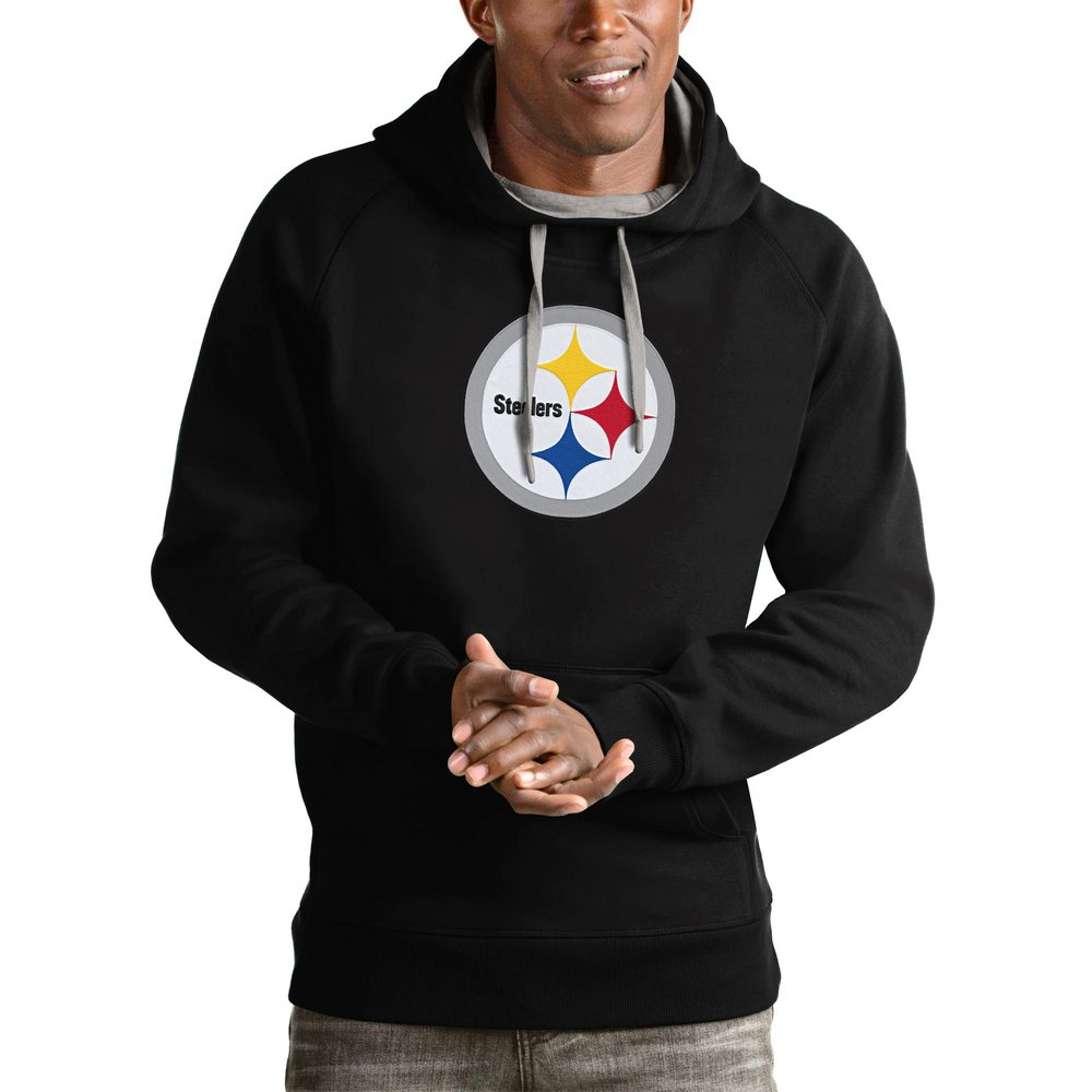 Pittsburgh Steelers Antigua Victory Pullover Hoodie - Black