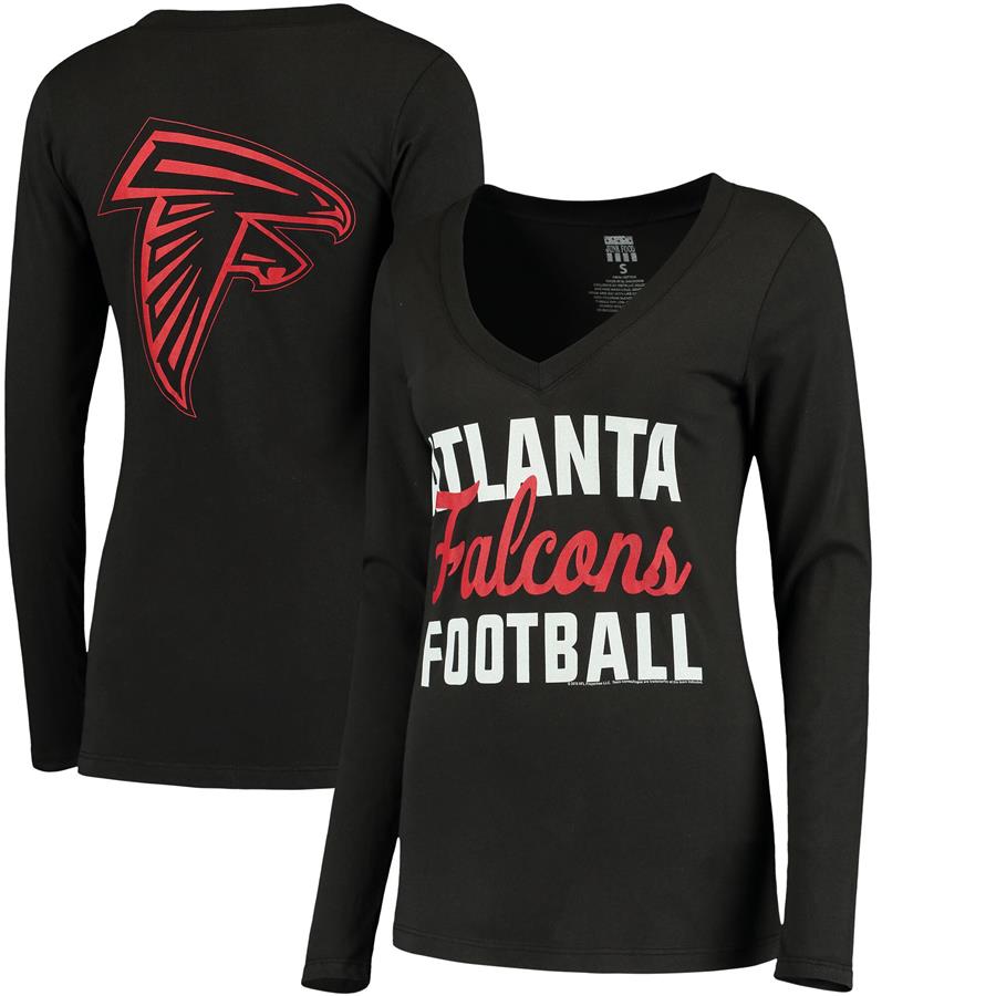 Atlanta Falcons Women's Blitz 2 Hit Long Sleeve V-Neck T-Shirt - Black