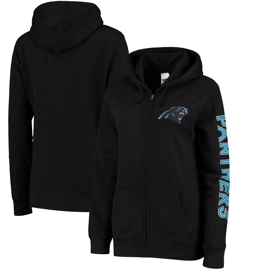 Carolina Panthers Women's Extra Point Two-Hit Full-Zip Hoodie - Black