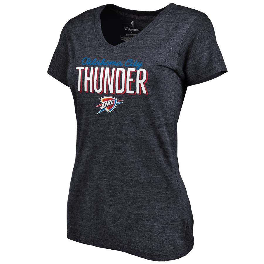 Oklahoma City Thunder Women's Nostalgia Tri-Blend V-Neck T-Shirt - Navy