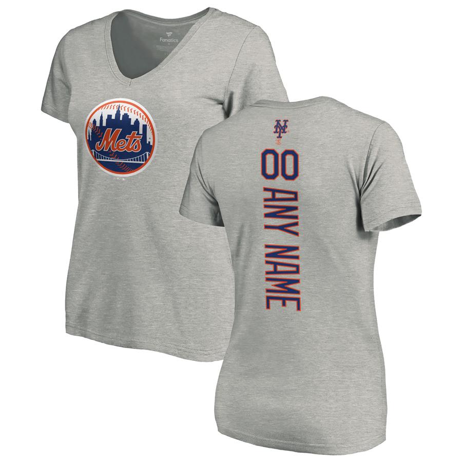 New York Mets Fanatics Branded Women's Personalized Playmaker T-Shirt - Ash