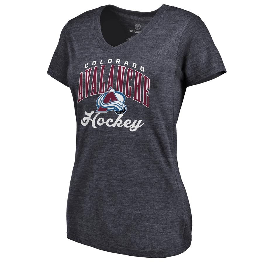 Colorado Avalanche Women's Victory Script Tri-Blend V-Neck T-Shirt - Navy