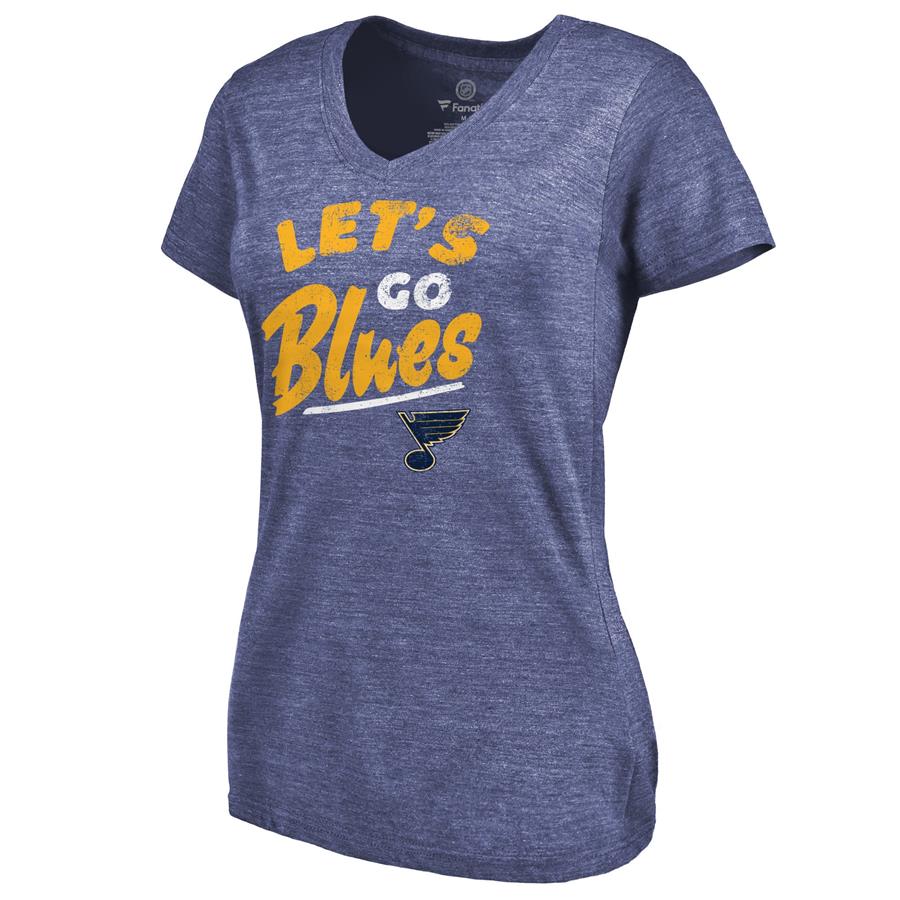 St. Louis Blues Women's Hometown Collection Let's Go Tri-Blend V-Neck T-Shirt - Blue