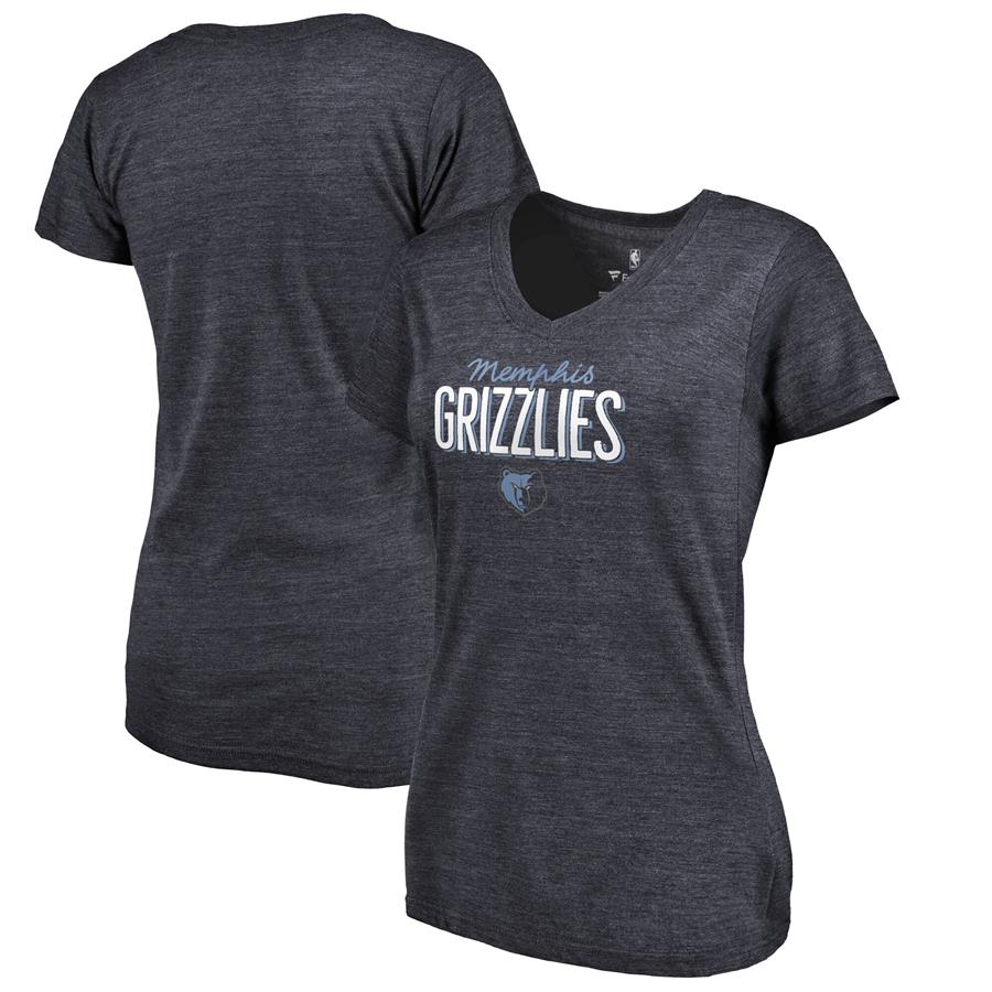 Memphis Grizzlies Women's Nostalgia Tri-Blend V-Neck T-Shirt - Navy