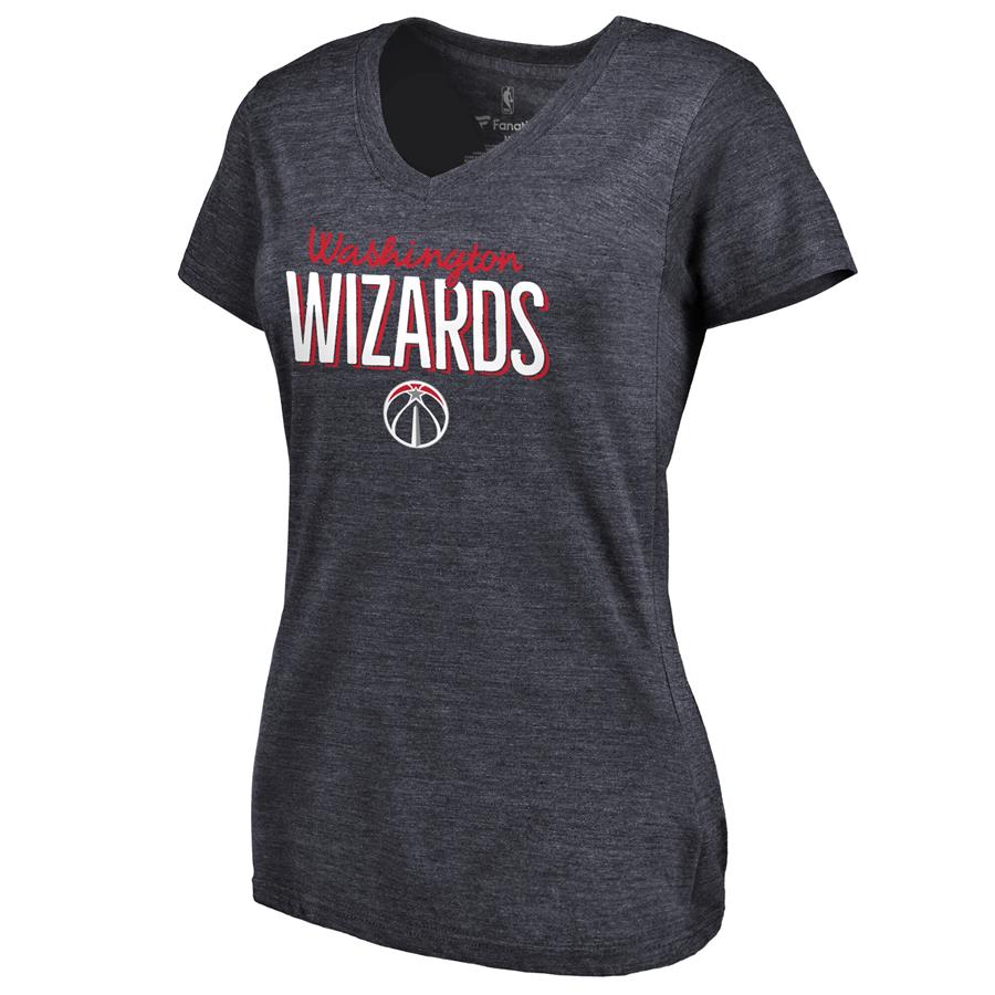 Washington Wizards Women's Nostalgia Tri-Blend V-Neck T-Shirt - Navy