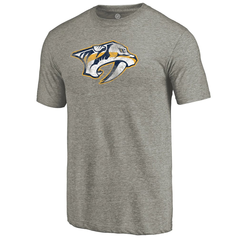 Nashville Predators Distressed Team Logo Tri-Blend T-Shirt - Ash