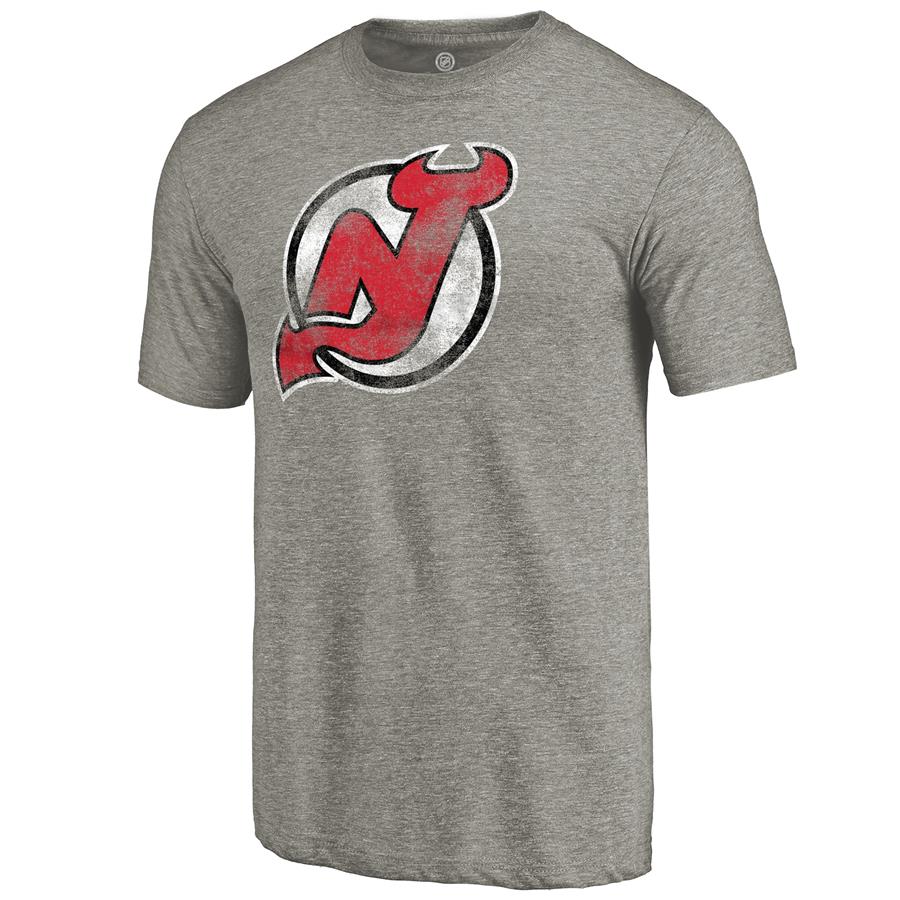 Футболка New Jersey Devils Distressed Team Logo Tri-Blend (светло-серый)
