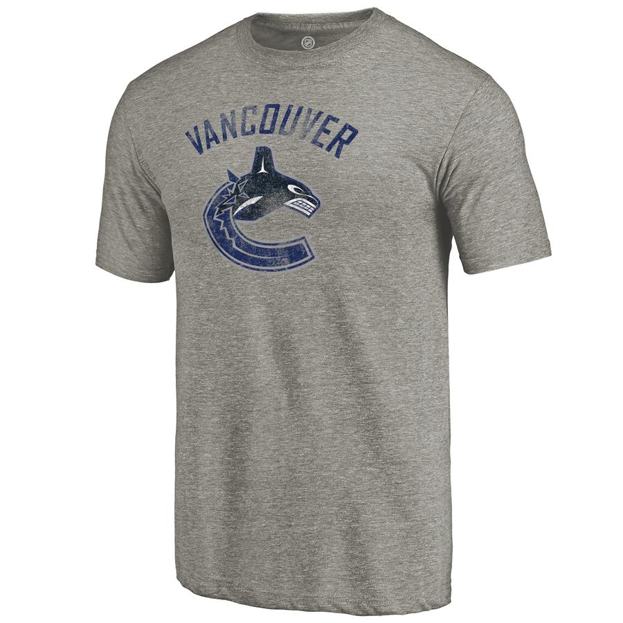 Vancouver Canucks Distressed Team Logo Tri-Blend T-Shirt - Ash