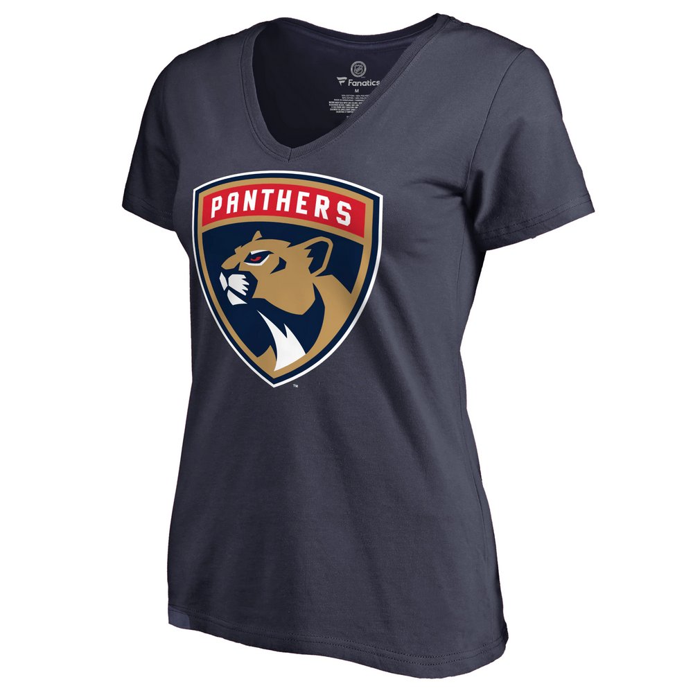 Женская футболка с V-вырезом Florida Panthers Fanatics Branded Primary Logo (тёмно-синий)