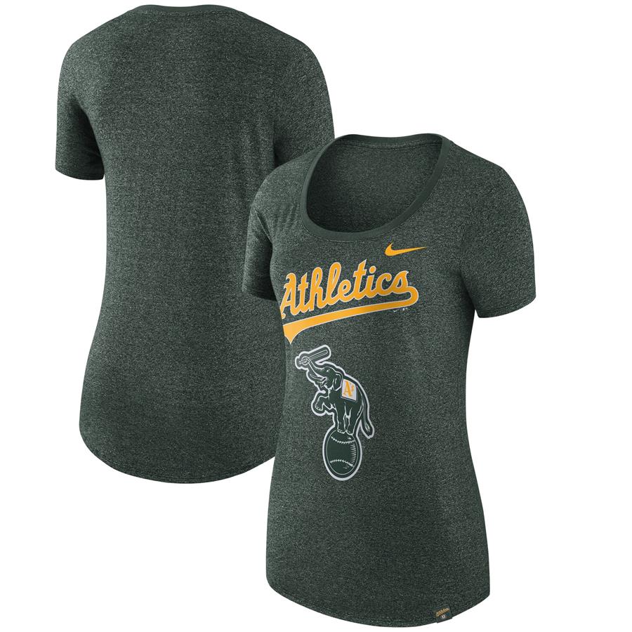 Oakland Athletics Nike Women's Marled Boyfriend 1.7 T-Shirt - Heathered Green