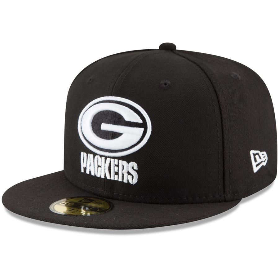 Green Bay Packers New Era B-Dub 59FIFTY Fitted Hat - Black
