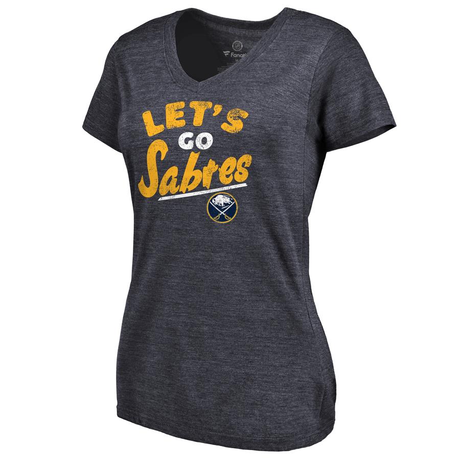 Buffalo Sabres Women's Hometown Collection Let's Go Tri-Blend V-Neck T-Shirt - Navy