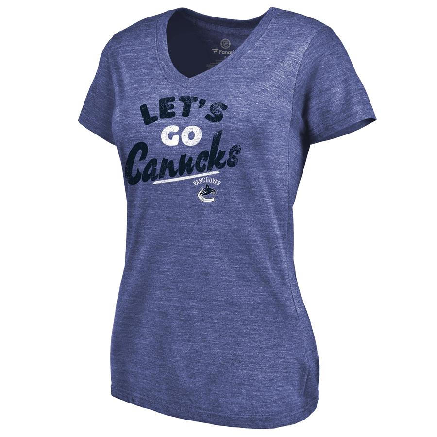 Vancouver Canucks Women's Hometown Collection Let's Go Tri-Blend V-Neck T-Shirt - Blue