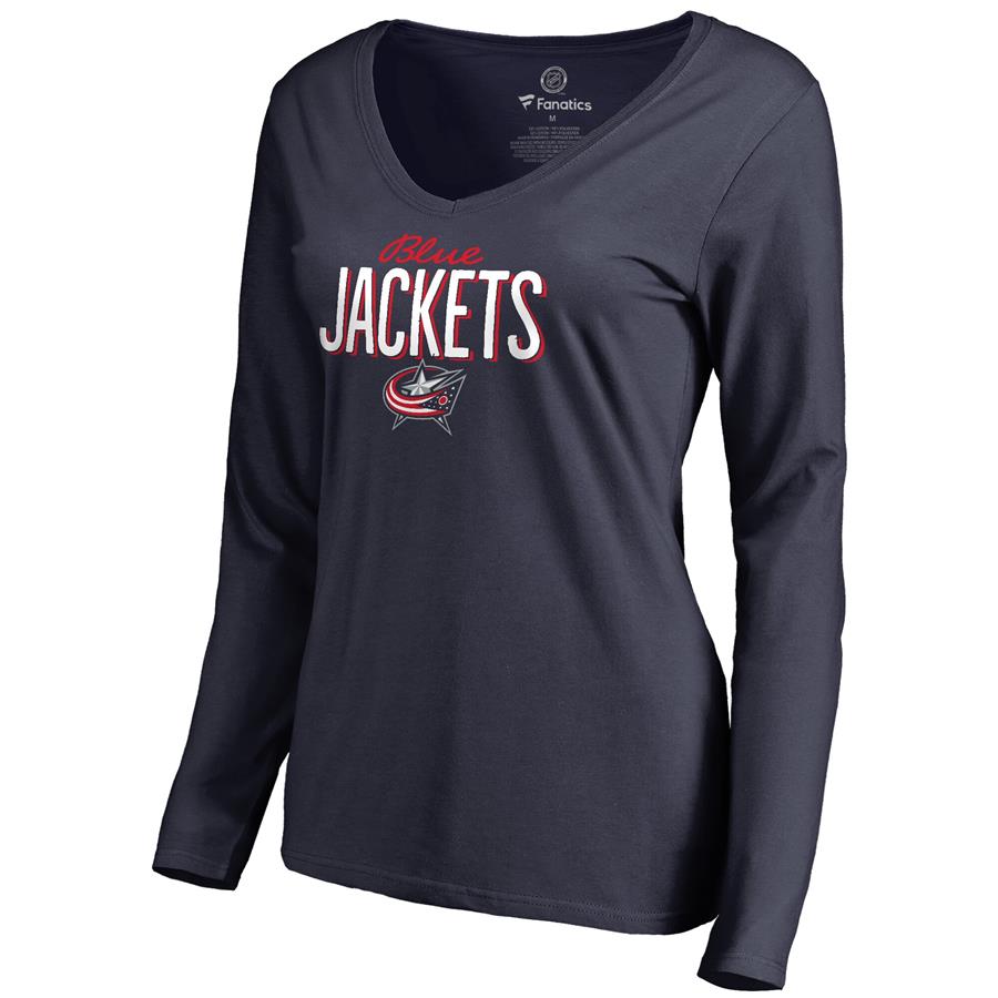 Columbus Blue Jackets Women's Nostalgia Long Sleeve T-Shirt - Navy