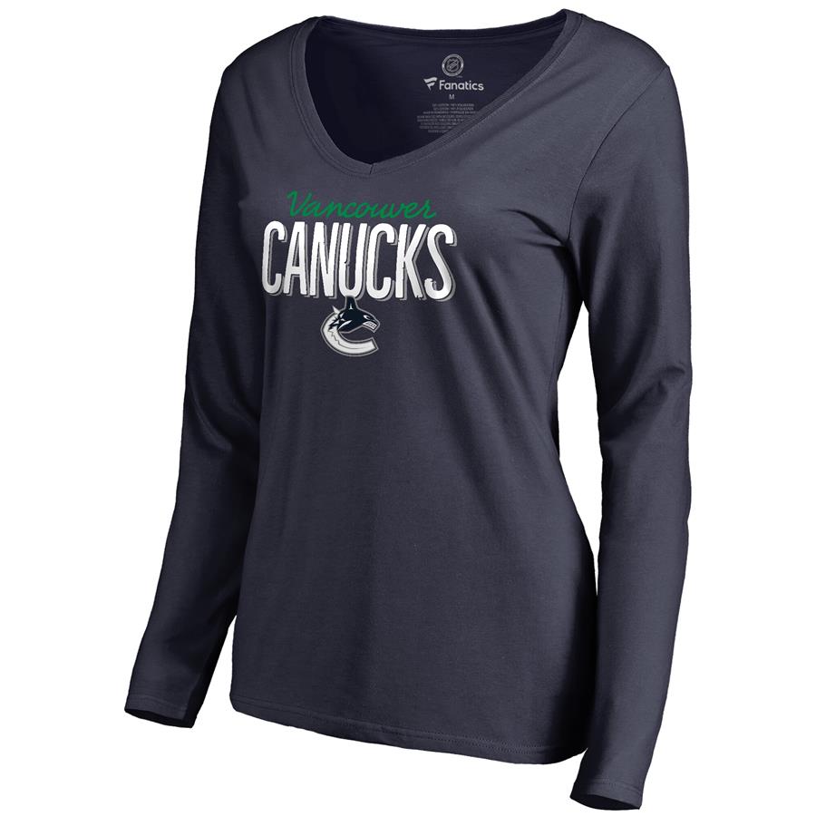 Vancouver Canucks Women's Nostalgia Long Sleeve T-Shirt - Blue