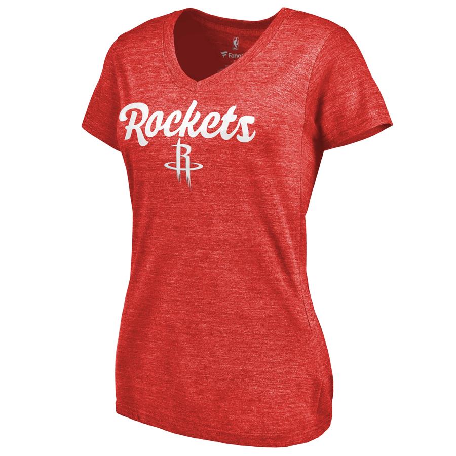 Houston Rockets Women's Freehand Tri-Blend V-Neck T-Shirt - Red