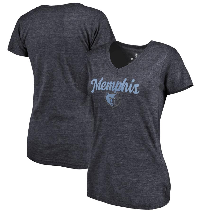 Memphis Grizzlies Women's Freehand Tri-Blend V-Neck T-Shirt - Navy