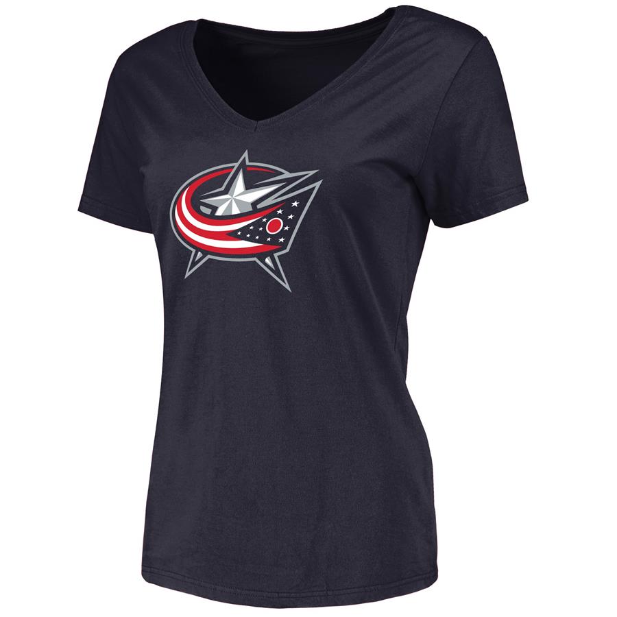 Columbus Blue Jackets Women's Primary Logo V-Neck T-Shirt - Navy