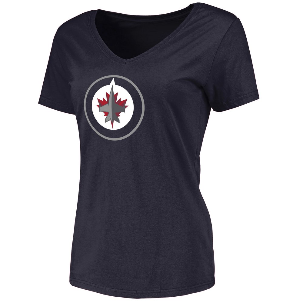 Winnipeg Jets Women's Primary Logo V-Neck T-Shirt - Navy