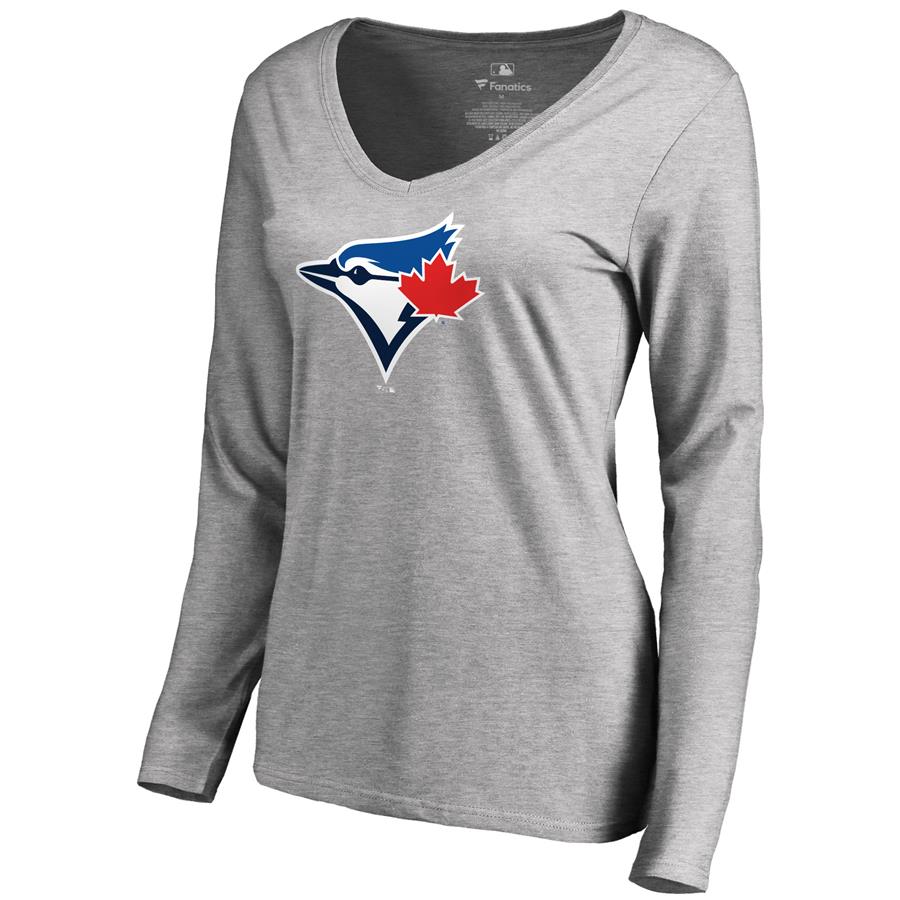 Toronto Blue Jays Women's Secondary Color Primary Logo Long Sleeve T-Shirt - Ash