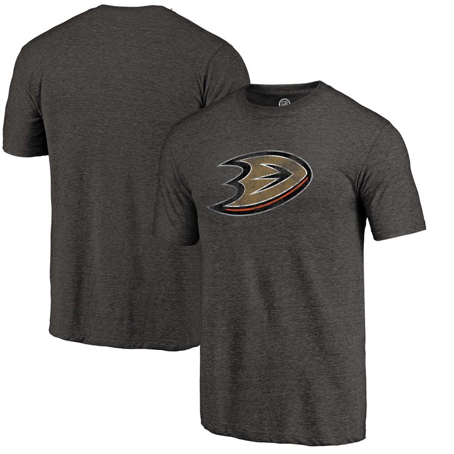 Anaheim Ducks Fanatics Branded Distressed Primary Logo Tri-Blend T-Shirt - Black