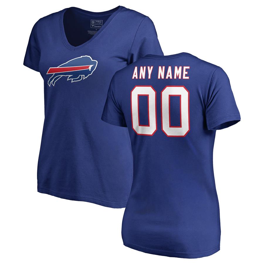 Buffalo Bills Fanatics Branded Women's Personalized Icon Name & Number Logo V-Neck T-Shirt - Royal