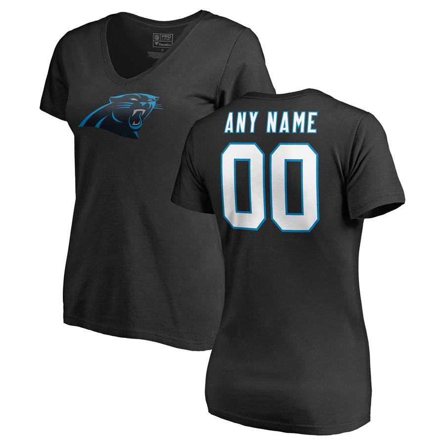 Carolina Panthers Fanatics Branded Women's Personalized Icon Name & Number Logo V-Neck T-Shirt - Black
