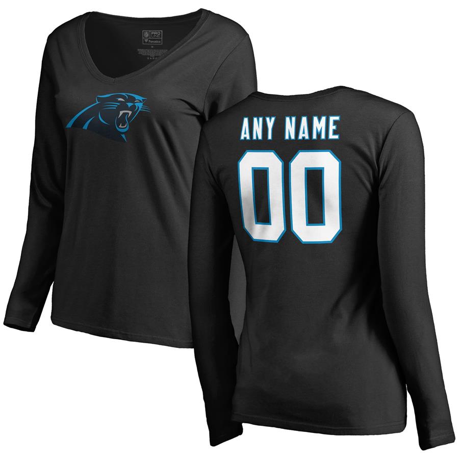 Carolina Panthers Fanatics Branded Women's Personalized Icon Name & Number Long Sleeve T-Shirt - Black
