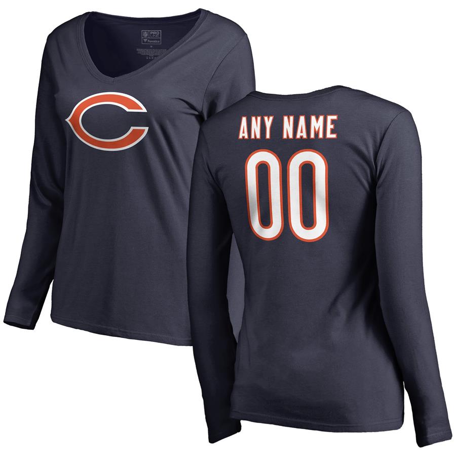 Chicago Bears Fanatics Branded Women's Personalized Icon Name & Number Long Sleeve T-Shirt - Navy