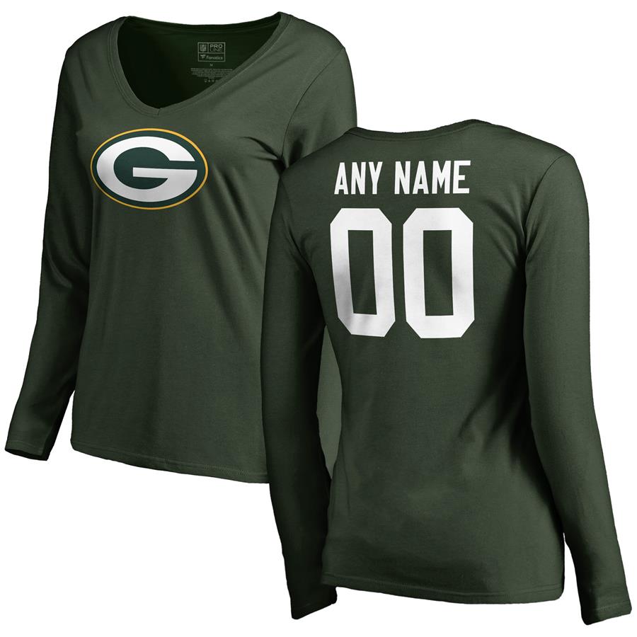 Green Bay Packers Fanatics Branded Women's Personalized Icon Name & Number Long Sleeve T-Shirt - Green