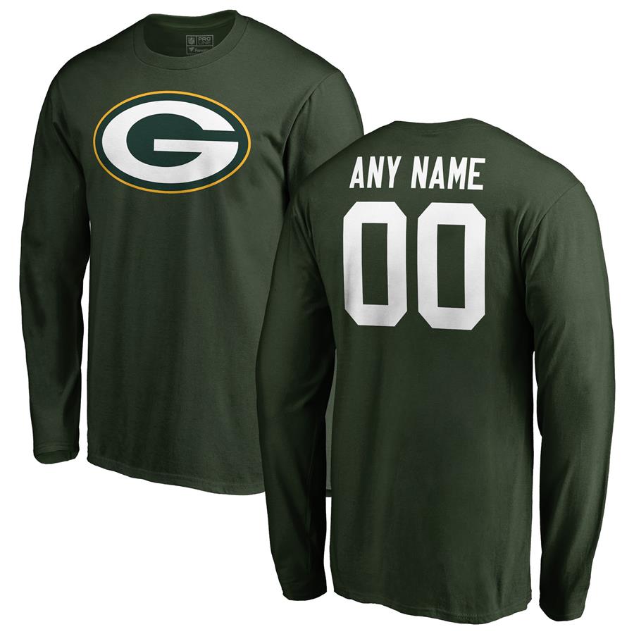 Green Bay Packers Fanatics Branded Personalized Icon Name & Number Long Sleeve T-Shirt - Green