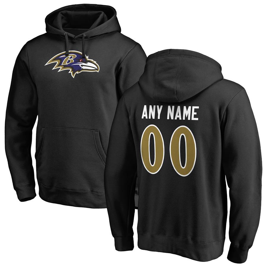 Baltimore Ravens Fanatics Branded Personalized Icon Name & Number Pullover Hoodie - Black
