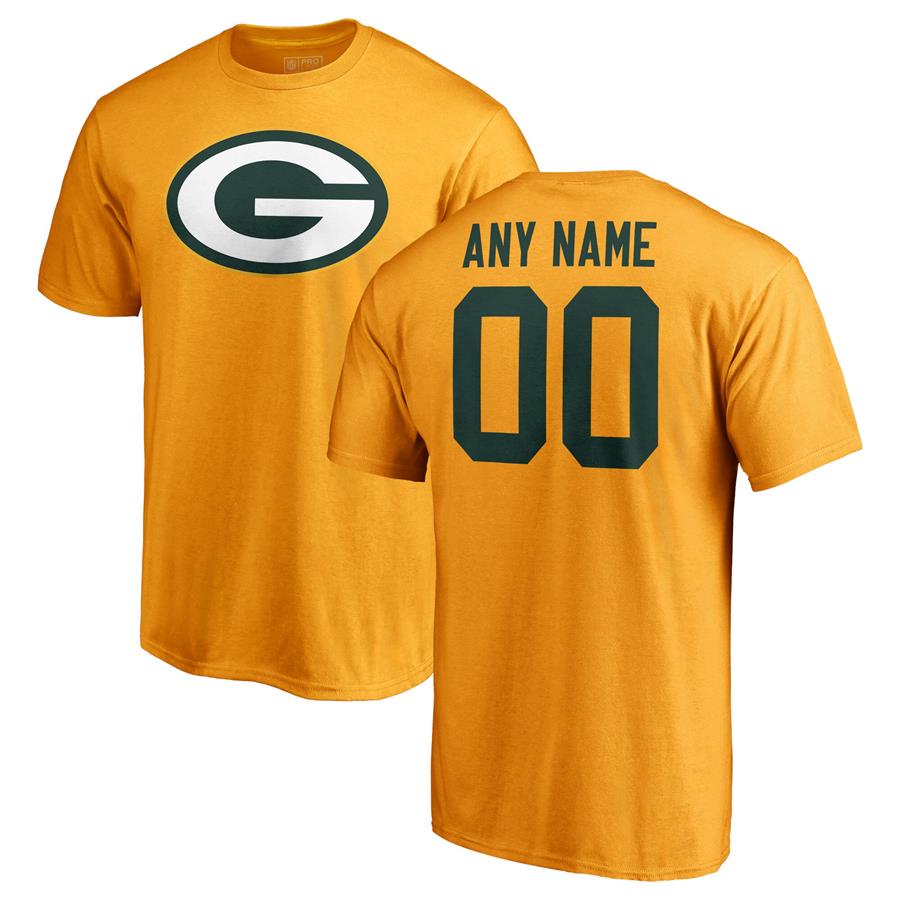 Green Bay Packers Fanatics Branded Personalized Icon Name & Number T-Shirt - Gold