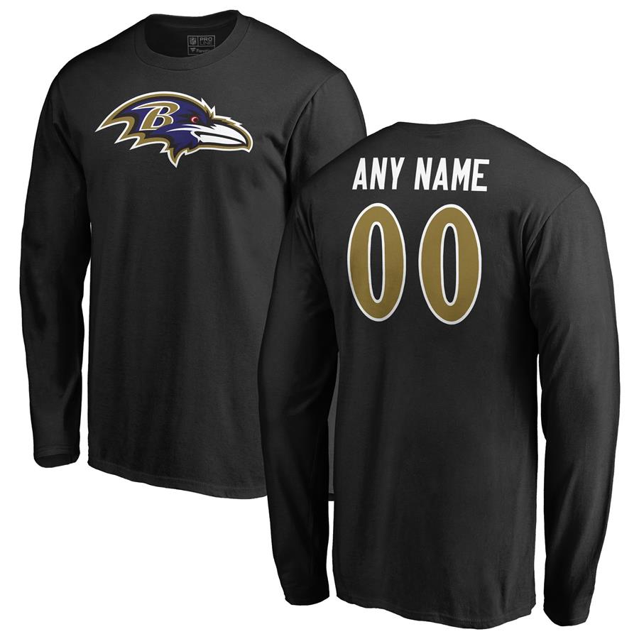 Baltimore Ravens Fanatics Branded Personalized Icon Name & Number Long Sleeve T-Shirt - Black