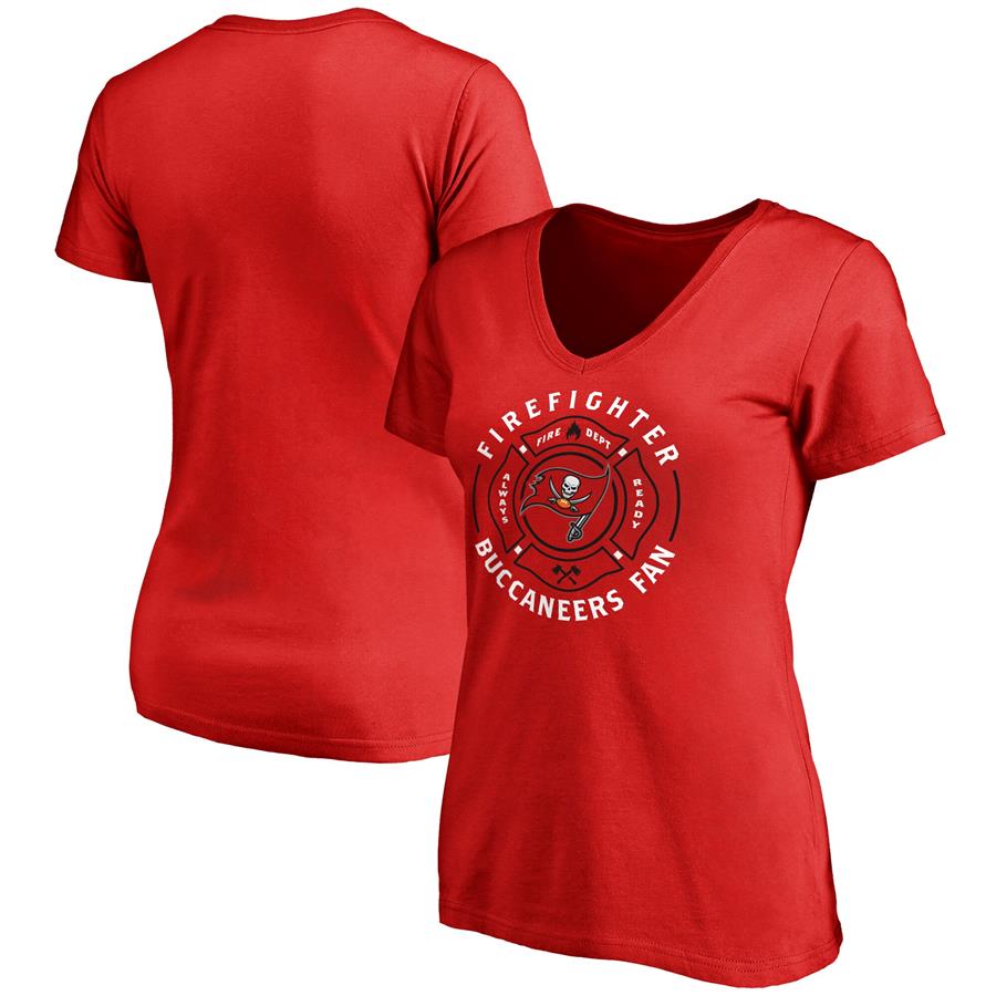 Tampa Bay Buccaneers NFL Pro Line Women's Firefighter V-Neck T-Shirt - Red
