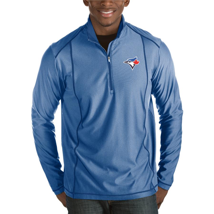 Toronto Blue Jays Antigua Tempo Half-Zip Pullover Jacket - Heathered Royal