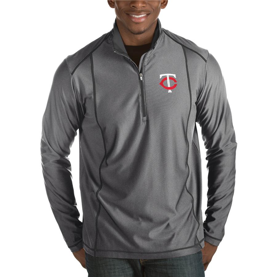 Кофта с короткой молнией Minnesota Twins Antigua Tempo (тёмно-серый меланж)