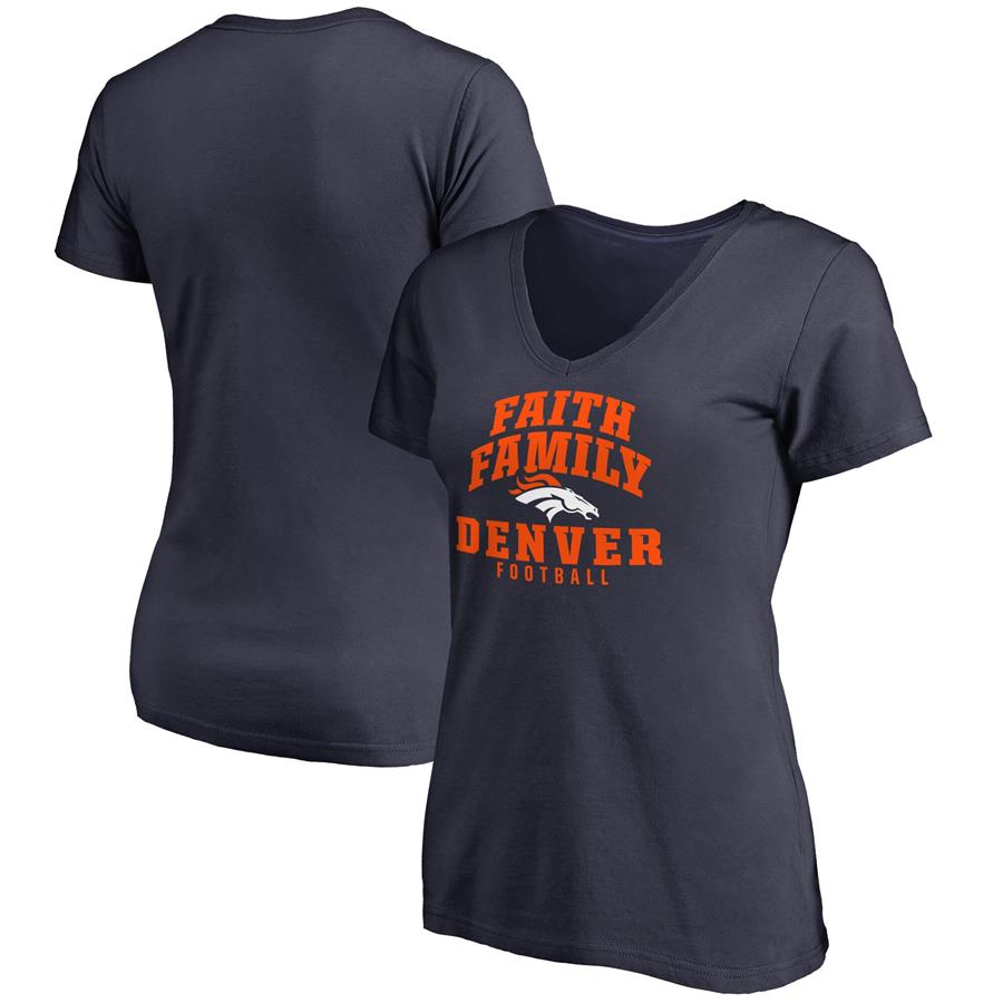 Denver Broncos NFL Pro Line Women's Faith Family T-Shirt - Navy
