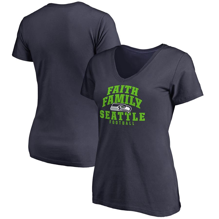Seattle Seahawks NFL Pro Line Women's Faith Family T-Shirt - College Navy