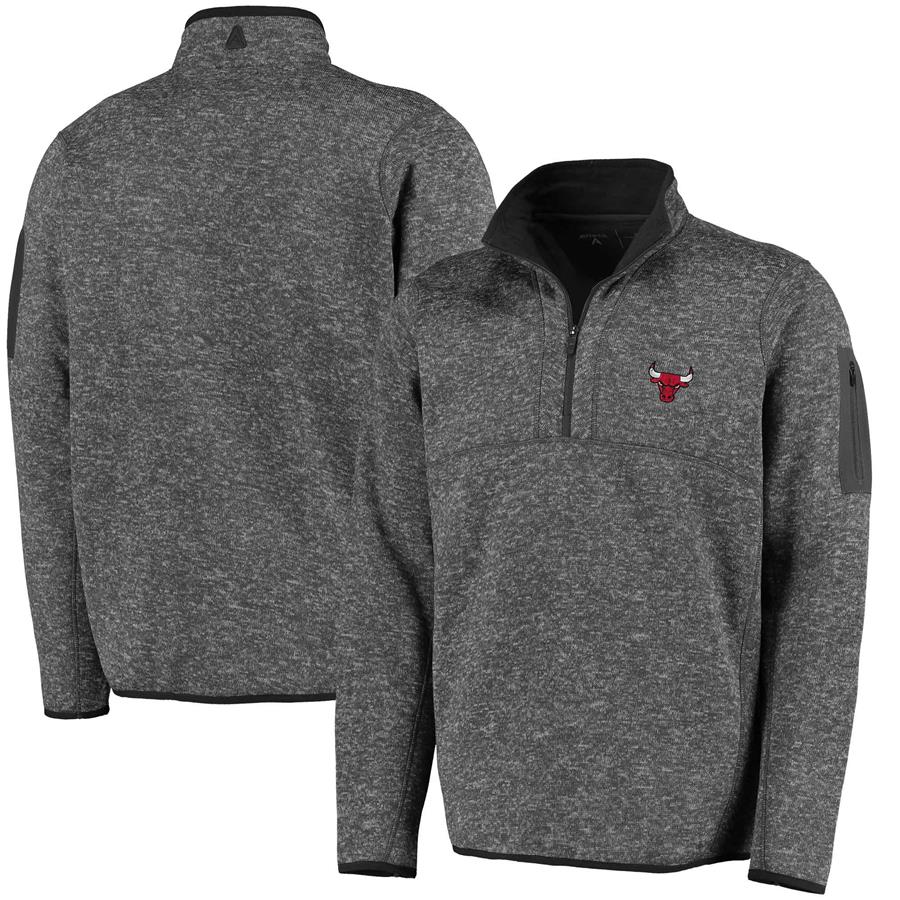 Chicago Bulls Antigua Fortune Half-Zip Pullover Jacket - Heathered Charcoal