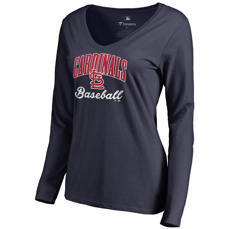 St. Louis Cardinals Women's Victory Script Long Sleeve T-Shirt - Navy