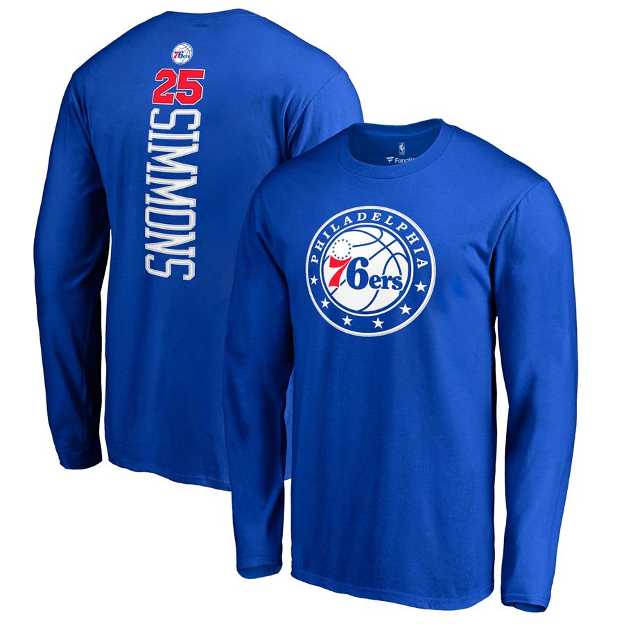Ben Simmons Philadelphia 76ers Backer Name & Number Long Sleeve T-Shirt - Royal