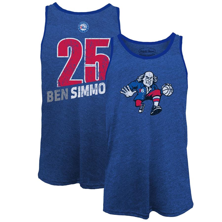 Ben Simmons Philadelphia 76ers Majestic Threads Name & Number Tri-Blend Tank Top - Royal
