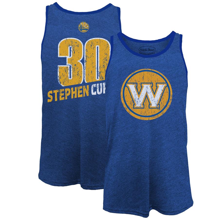 Stephen Curry Golden State Warriors Majestic Threads Name & Number Tri-Blend Tank Top - Royal
