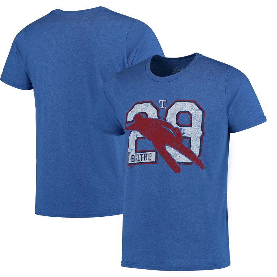 Adrian Beltre Texas Rangers Majestic Threads Player Silhouette Tri-Blend T-Shirt - Heathered Royal