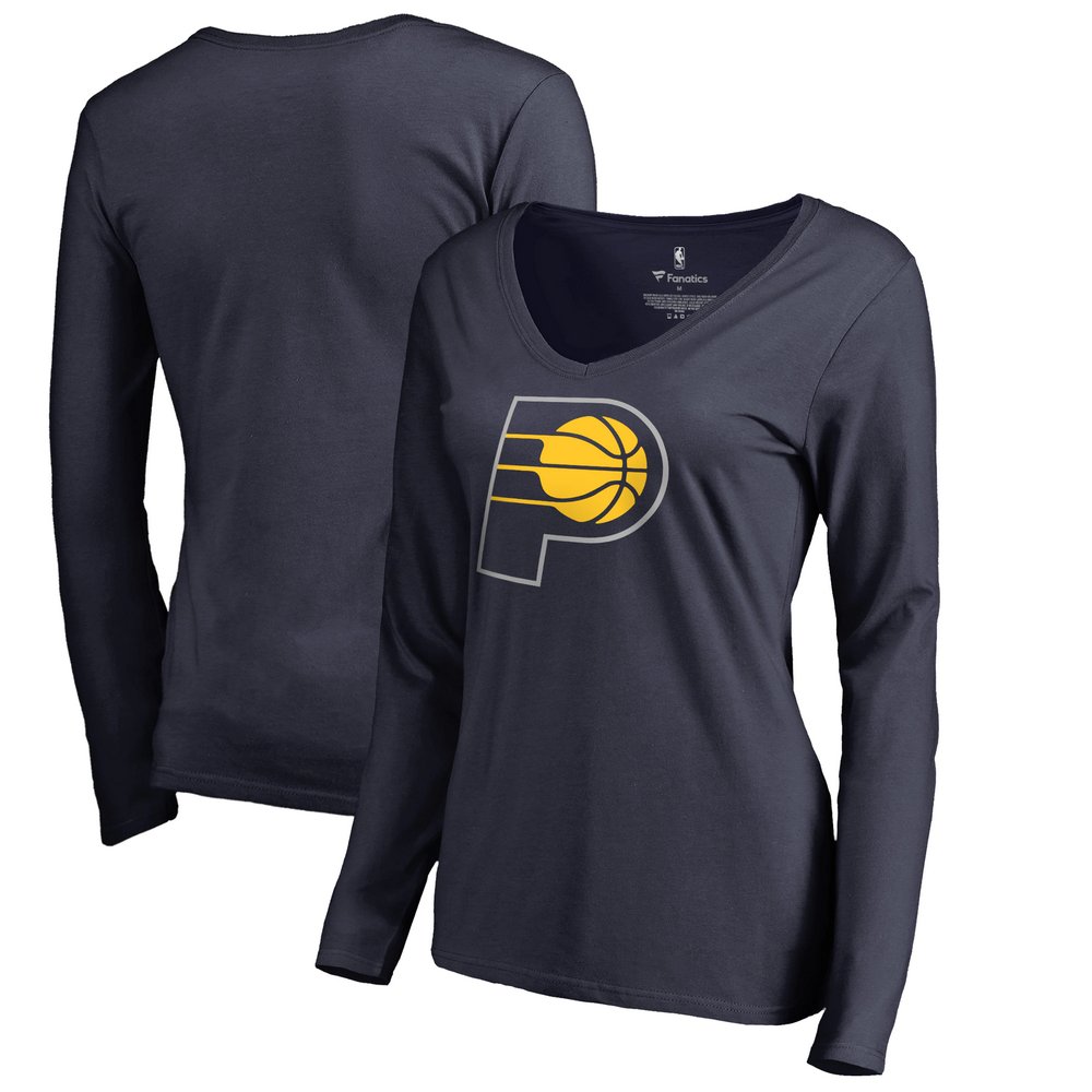 Женский лонгслив с V-вырезом Indiana Pacers Fanatics Branded Primary Logo (тёмно-синий)