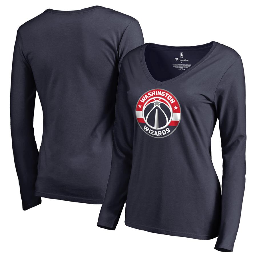 Washington Wizards Fanatics Branded Women's Primary Logo V-Neck Long Sleeve T-Shirt - Navy
