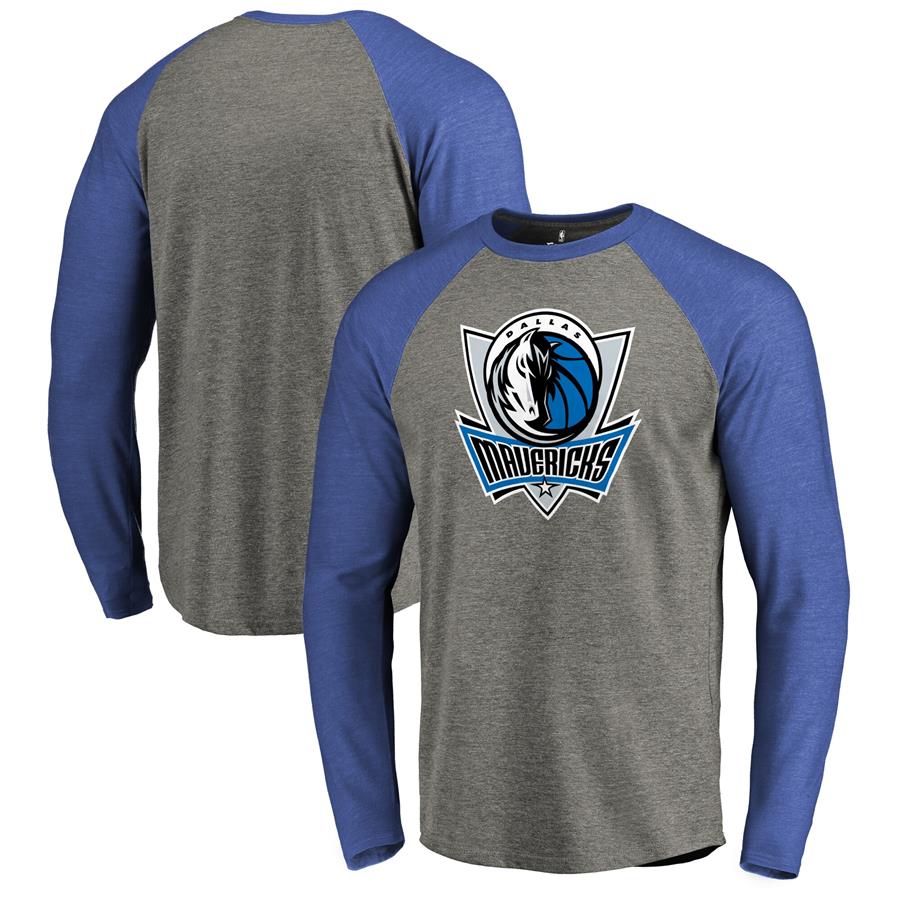 Dallas Mavericks Fanatics Branded Primary Logo Raglan Long Sleeve T-Shirt - Heathered Gray