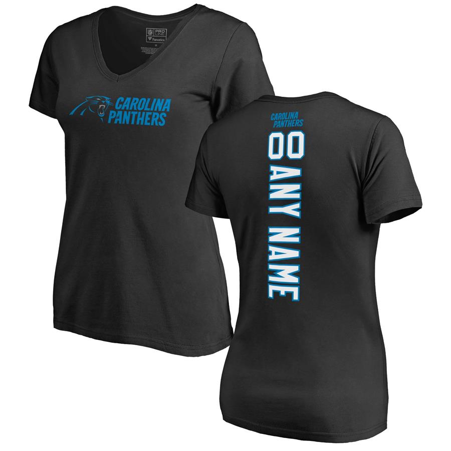 Carolina Panthers NFL Pro Line by Fanatics Branded Women's Personalized Playmaker V-Neck T-Shirt - Black