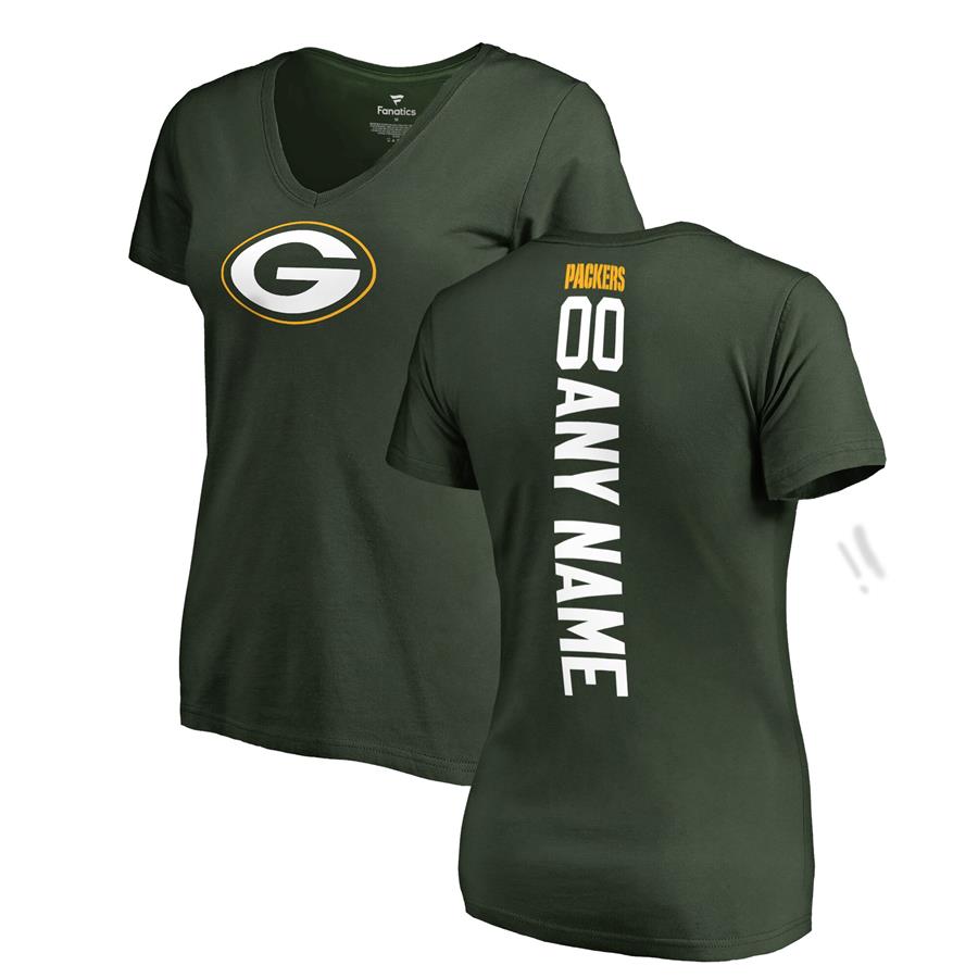 Green Bay Packers NFL Pro Line by Fanatics Branded Women's Personalized Playmaker V-Neck T-Shirt - Green